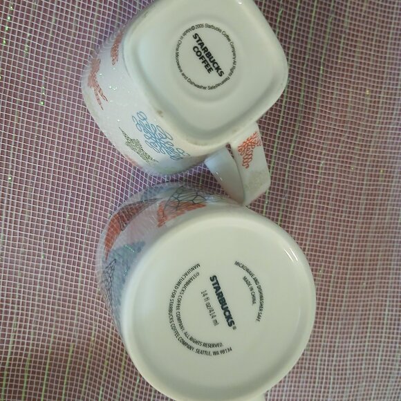 Two Starbucks Christmas/Winter Mugs-Abstract Colorful Trees and Snowflakes - Picture 4 of 4